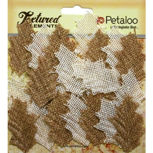 Petaloo - Textured Elements Collection - Floral Embellishments - Burlap Holly Leaves