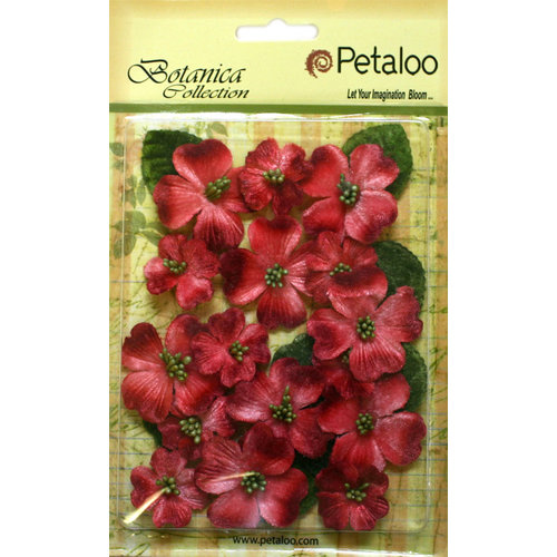 Petaloo - Botanica Collection - Floral Embellishments - Vintage Velvet Dogwoods - Red