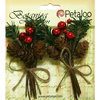 Petaloo - Botanica Collection - Floral Embellishments - Pine Picks with Cones and Berries