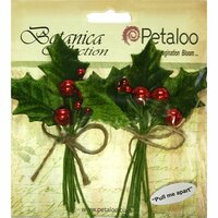 Petaloo - Botanica Collection - Floral Embellishments - Vintage Velvet Holly Leaf Picks