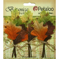 Petaloo - Botanica Collection - Floral Embellishments - Fall Maple Leaf Picks - Burlap