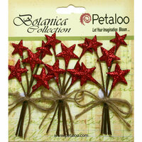 Petaloo - Botanica Collection - Floral Embellishments - Glitter Star Picks - Red