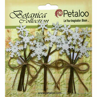 Petaloo - Botanica Collection - Floral Embellishments - Glitter Snowflake Picks - White