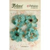 Petaloo - Textured Elements Collection - Floral Embellishments - Burlap Blossoms - Teal
