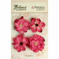 Petaloo - Textured Elements Collection - Floral Embellishments - Burlap Blossoms - Fuchsia