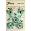Petaloo - Textured Elements Collection - Floral Embellishments - Burlap Blossoms and Butterflies - Teal