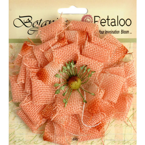 Petaloo - Textured Elements Collection - Floral Embellishments - Burlap Blossom - Large - Apricot