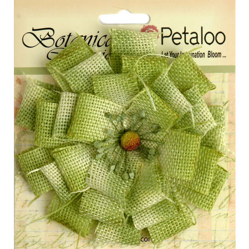 Petaloo - Textured Elements Collection - Floral Embellishments - Burlap Blossom - Large - Pistachio