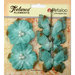 Petaloo - Burlap and Canvas Collection - Floral Embellishments - Burlap Butterflies and Blossoms - Teal