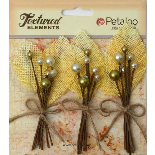 Petaloo - Burlap and Canvas Collection - Floral Embellishments - Burlap Picks - Yellow