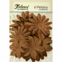 Petaloo - Burlap and Canvas Collection - Floral Embellishments - Daisy Flower Layers - Natural