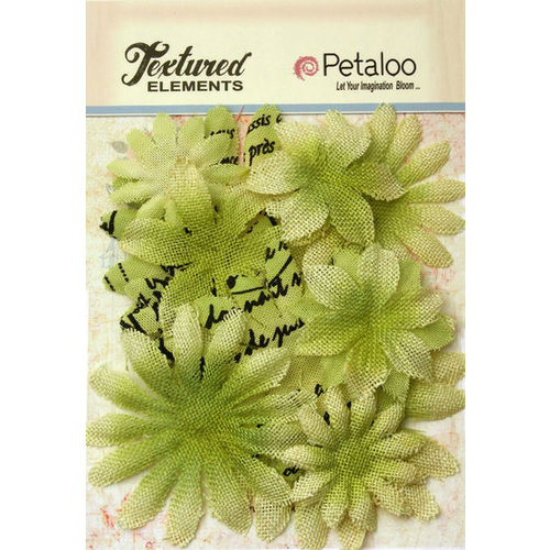 Petaloo - Burlap and Canvas Collection - Floral Embellishments - Daisy Flower Layers - Pistachio