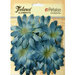 Petaloo - Burlap and Canvas Collection - Floral Embellishments - Daisy Flower Layers - Denim Blue