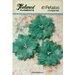 Petaloo - Burlap and Canvas Collection - Floral Embellishments - Burlap Birdsnest Flower - Teal - 3 Pack