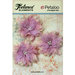 Petaloo - Burlap and Canvas Collection - Floral Embellishments - Burlap Birdsnest Flower - Lavender - 3 Pack