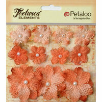 Petaloo - Burlap and Canvas Collection - Floral Embellishments - Burlap Flowers - Apricot