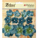 Petaloo - Burlap and Canvas Collection - Floral Embellishments - Burlap Flowers - Denim Blue