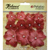 Petaloo - Textured Elements Collection - Floral Embellishments - Mini Burlap - Antique Red