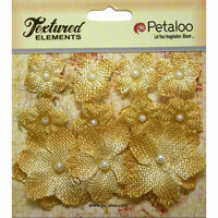 Petaloo - Textured Elements Collection - Floral Embellishments - Mini Burlap - Antique Gold