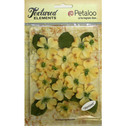 Petaloo - Burlap and Canvas Collection - Floral Embellishments - Dogwood - Canvas - Yellow