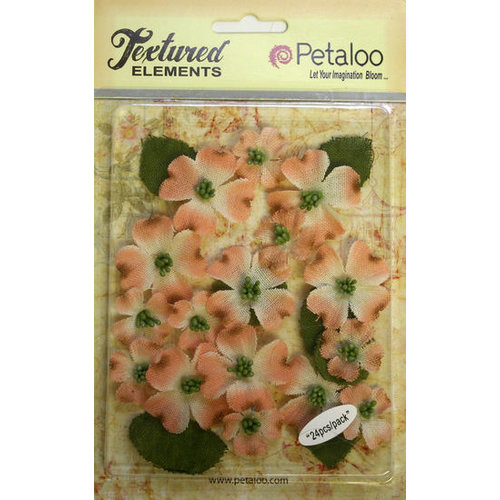 Petaloo - Burlap and Canvas Collection - Floral Embellishments - Dogwood - Canvas - Peach