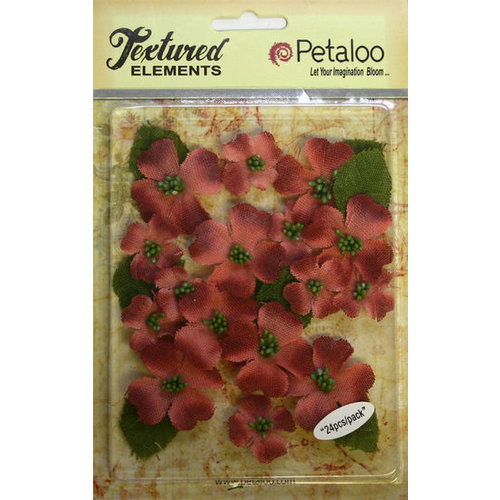 Petaloo - Burlap and Canvas Collection - Floral Embellishments - Dogwood - Canvas - Antique Red
