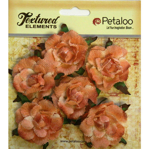 Petaloo - Burlap and Canvas Collection - Floral Embellishments - Garden Rosettes - Canvas - Peach