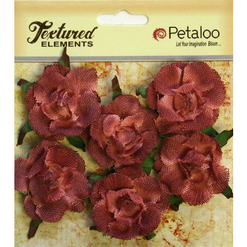 Petaloo - Burlap and Canvas Collection - Floral Embellishments - Garden Rosettes - Canvas - Antique Red