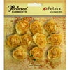 Petaloo - Burlap and Canvas Collection - Floral Embellishments - Mini Garden Rosettes - Canvas - Yellow