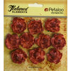 Petaloo - Burlap and Canvas Collection - Floral Embellishments - Mini Garden Rosettes - Canvas - Antique Red