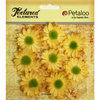 Petaloo - Burlap and Canvas Collection - Floral Embellishments - Mini Daisies - Burlap - Yellow