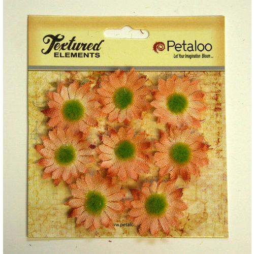 Petaloo - Burlap and Canvas Collection - Floral Embellishments - Mini Daisies - Burlap - Peach