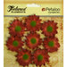 Petaloo - Burlap and Canvas Collection - Floral Embellishments - Mini Daisies - Burlap - Antique Red