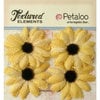 Petaloo - Textured Elements Collection - Floral Embellishments - Burlap Small Sunflowers - Yellow