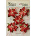 Petaloo - Textured Elements Collection - Christmas - Floral Embellishments - Burlap Poinsettias - Red