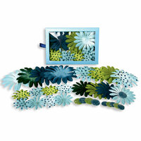 Petaloo - Flora Doodles - Daisy Box Blend - Large - Light Blue Dark Blue and Green, CLEARANCE