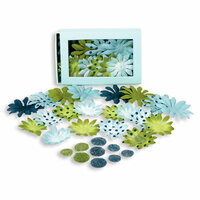 Petaloo - Flora Doodles - Daisy Box Blend - Small - Light Blue Dark Blue and Green, CLEARANCE
