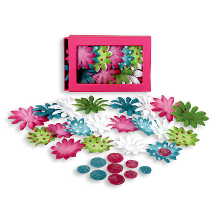 Petaloo - Flora Doodles - Daisy Box Blend - Small - Teal Fuschia and White