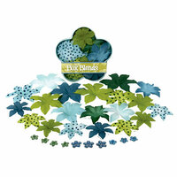 Petaloo - Flora Doodles - Dahlia Box Blend - Large - Light Blue Dark Blue and Green, CLEARANCE