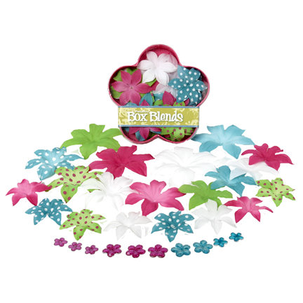 Petaloo - Flora Doodles - Dahlia Box Blend - Large - Teal Fuschia and White, CLEARANCE