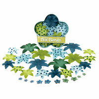 Petaloo - Flora Doodles - Dahlia Box Blend - Small - Light Blue Dark Blue and Green, CLEARANCE