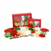 Petaloo - Flora Doodles Collection - Handmade Flowers - Value Pack - Glittered Daisy Blend - Traditional Christmas, CLEARANCE