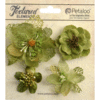 Petaloo - Textured Collection - Floral Embellishments - Mixed Blossoms - Moss Green