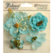 Petaloo - Textured Collection - Floral Embellishments - Mixed Blossoms - Teal