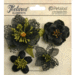 Petaloo - Textured Collection - Floral Embellishments - Mixed Blossoms - Black