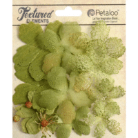 Petaloo - Textured Collection - Mixed Layering Flowers - Moss Green