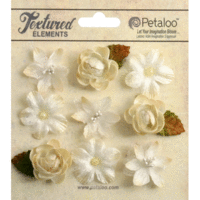 Petaloo - Textured Collection - Floral Embellishments - Mini - Ivory