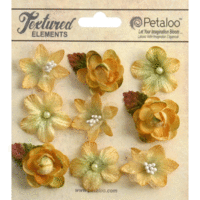 Petaloo - Textured Collection - Floral Embellishments - Mini - Amber
