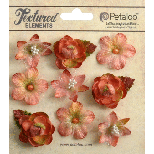 Petaloo - Textured Collection - Floral Embellishments - Mini - Salmon