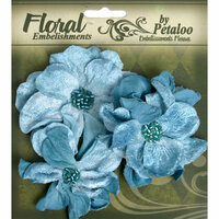 Petaloo - Chantilly Collection - Velvet Wild Roses - Light Blue
